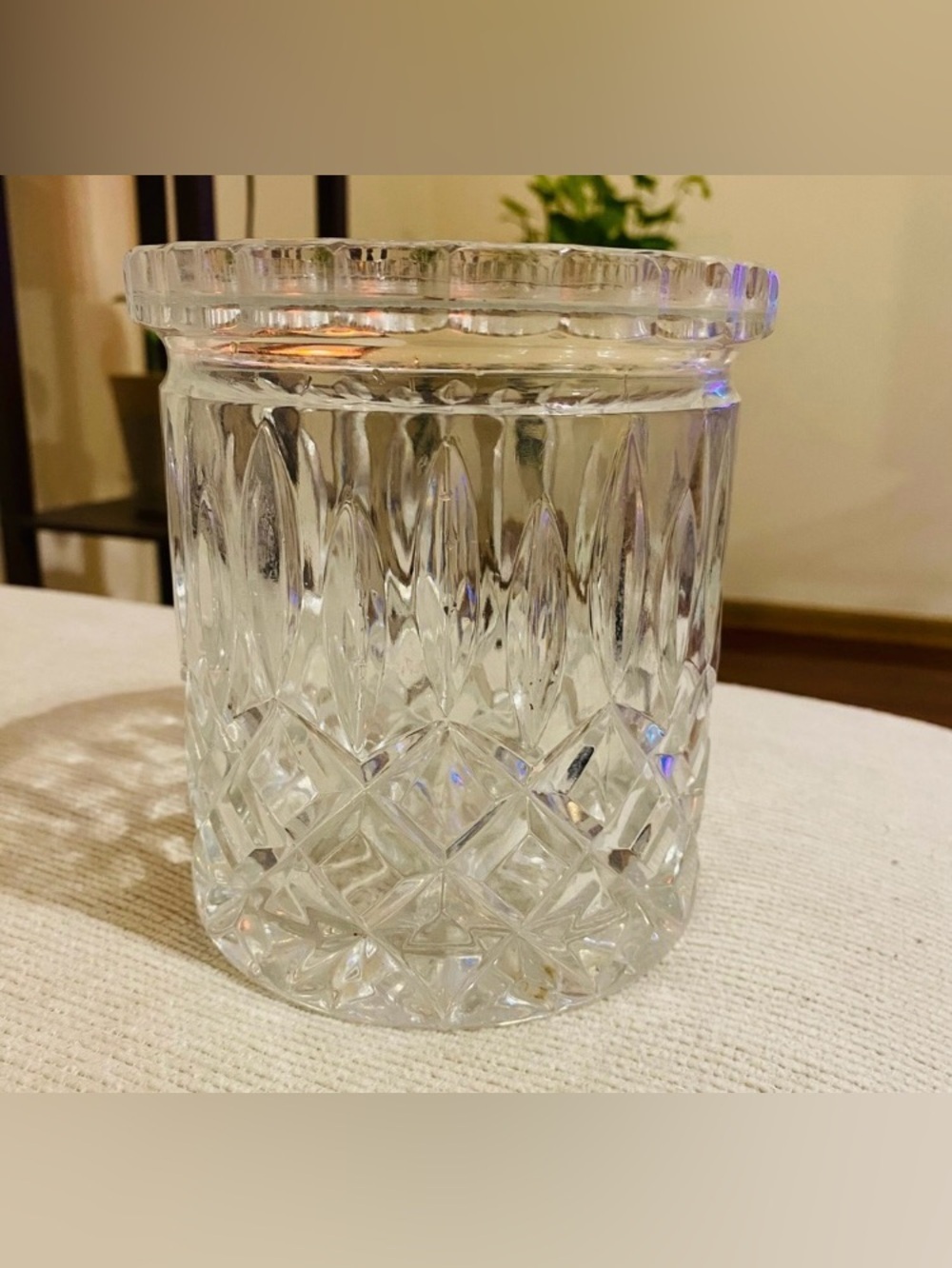 Vintage Clear Crystal Cut champagne cooler heavy Glass Decorative Vase by